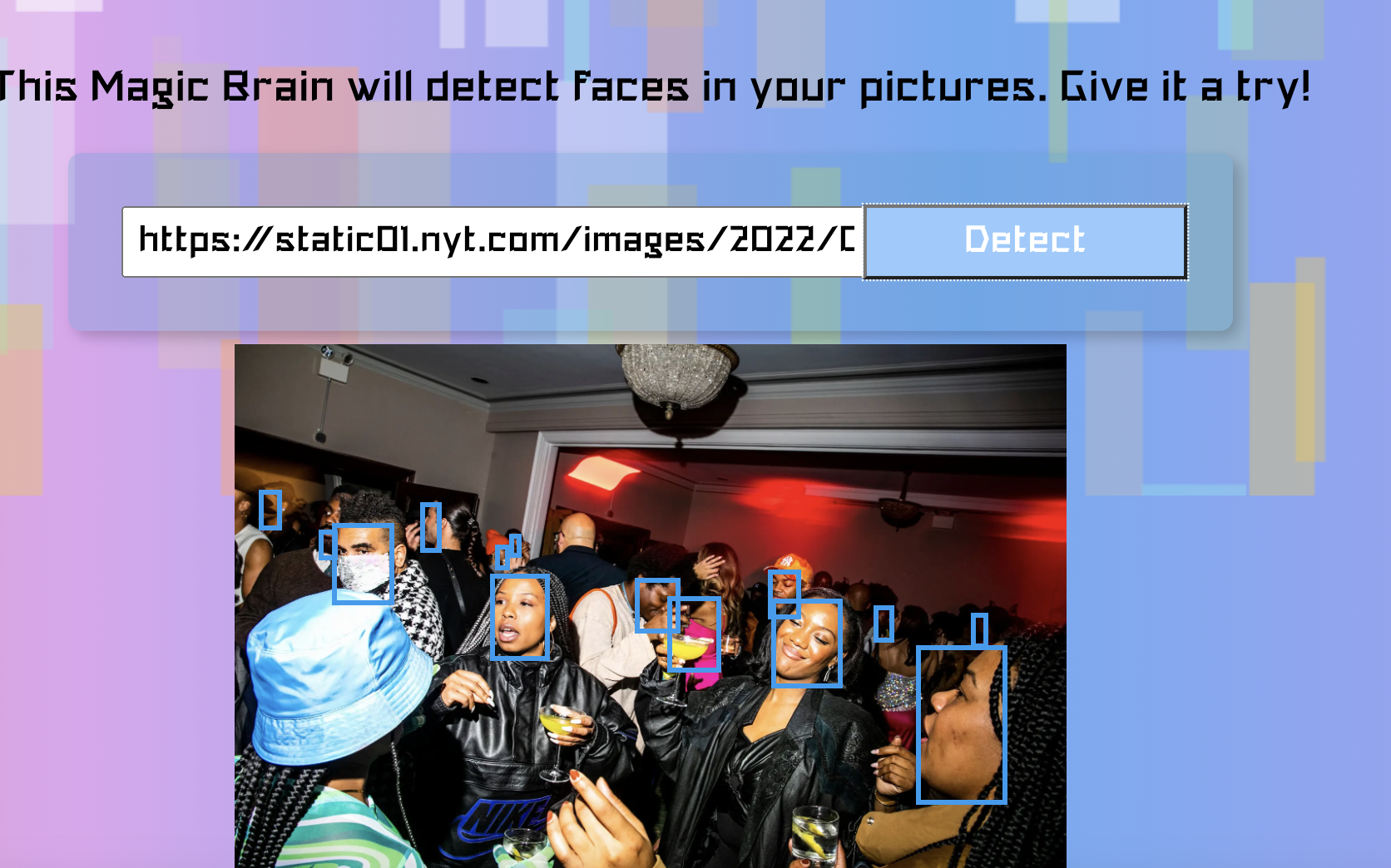 Face recognition app interface